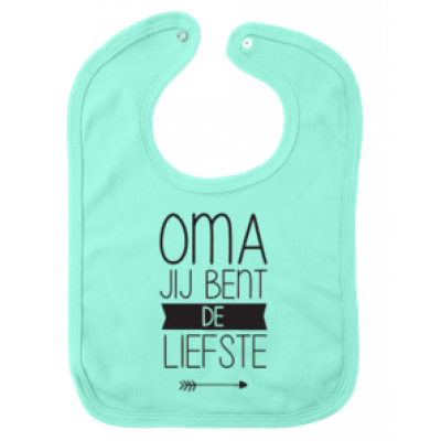 Slabbetje druknoopje "Oma jij bent de liefste" Slabbetje druknoopje "Oma jij bent de liefste"